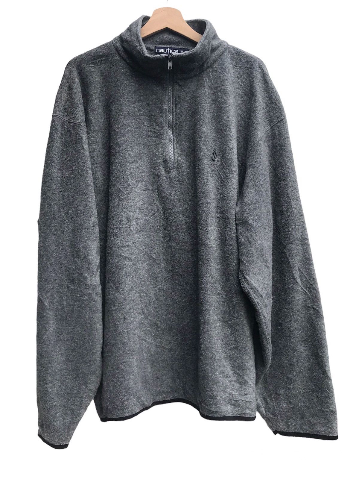 image of Vintage 90’S Nautica Nautech Fleece Quarter Zip Made In Usa in Grey, Men's (Size XL)