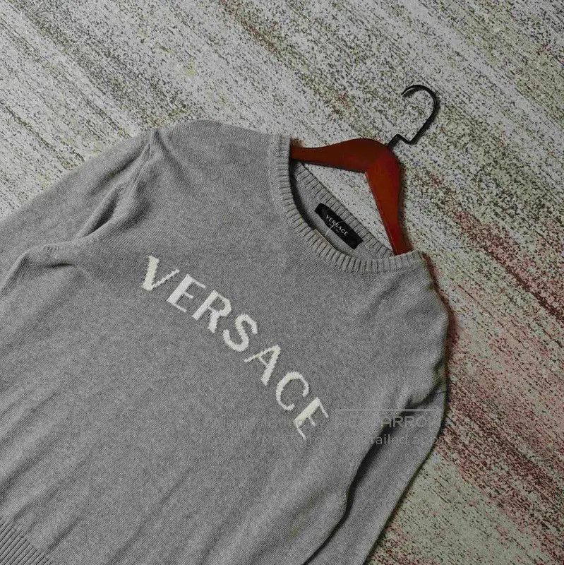 Versace Versace Gray Cotton Embroidered Pullover Sweater . Size US XL / EU 56 / 4 - 4 Thumbnail