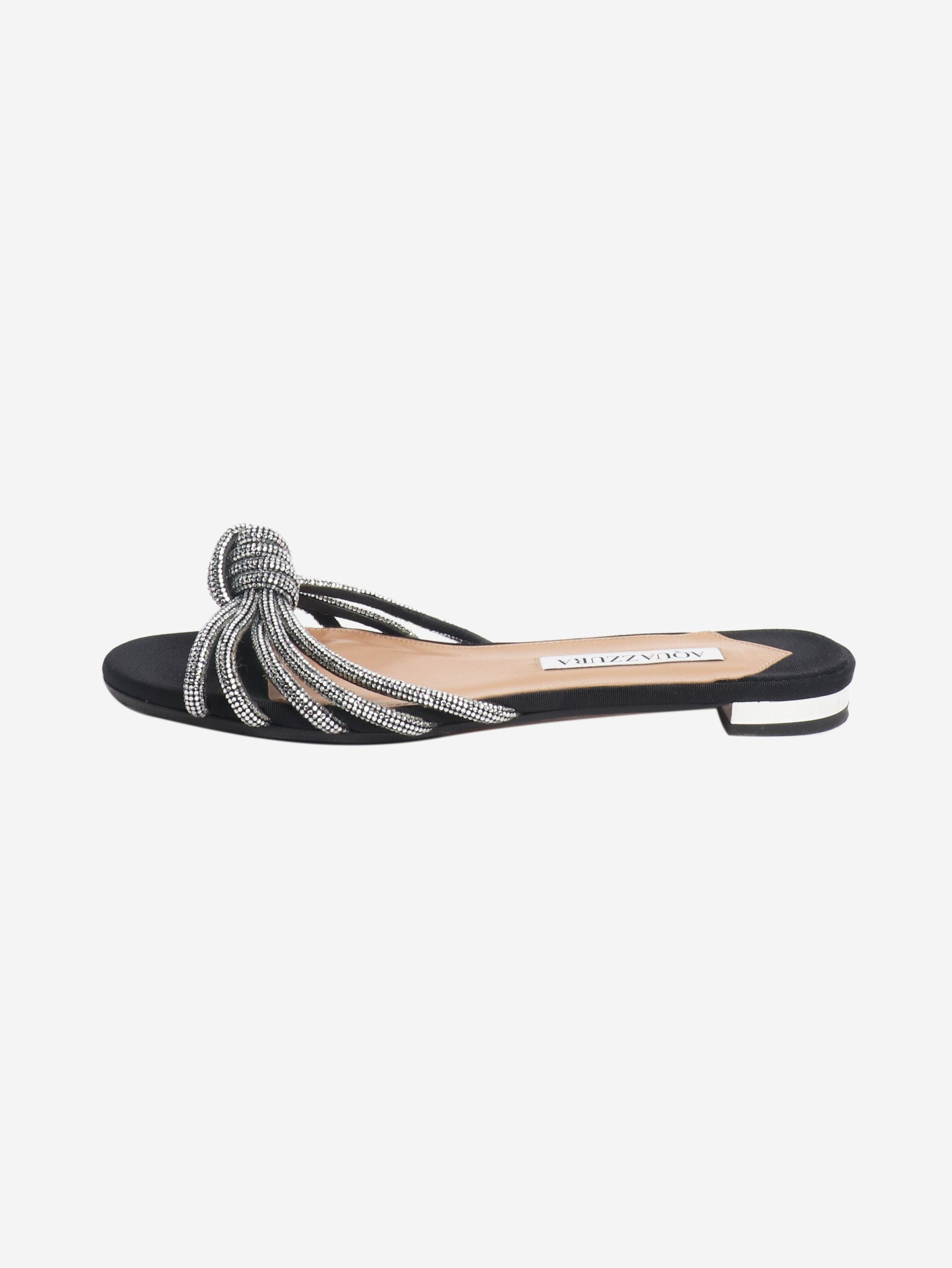 Other Aquazurra Black diamante knot slides - EU 36 (UK 3) Size US 5 / IT 35 - 1 Thumbnail