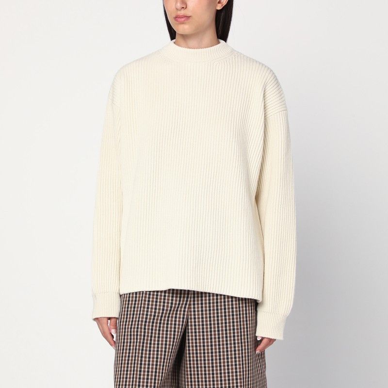 Jil Sander Jil Sander White Ribbed Crewneck Sweater Size M / US 6-8 / IT 42-44 - 1 Thumbnail
