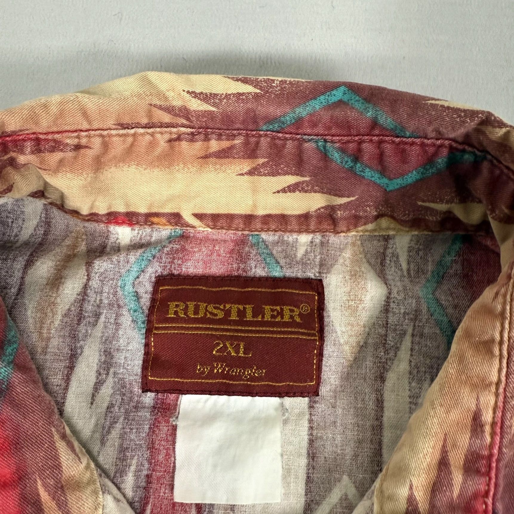 Wrangler Wrangler Shirt Mens 2XL Beige Red Pearl Snap Aztec Brushpopper Western Cowboy Size US XXL / EU 58 / 5 - 6 Thumbnail