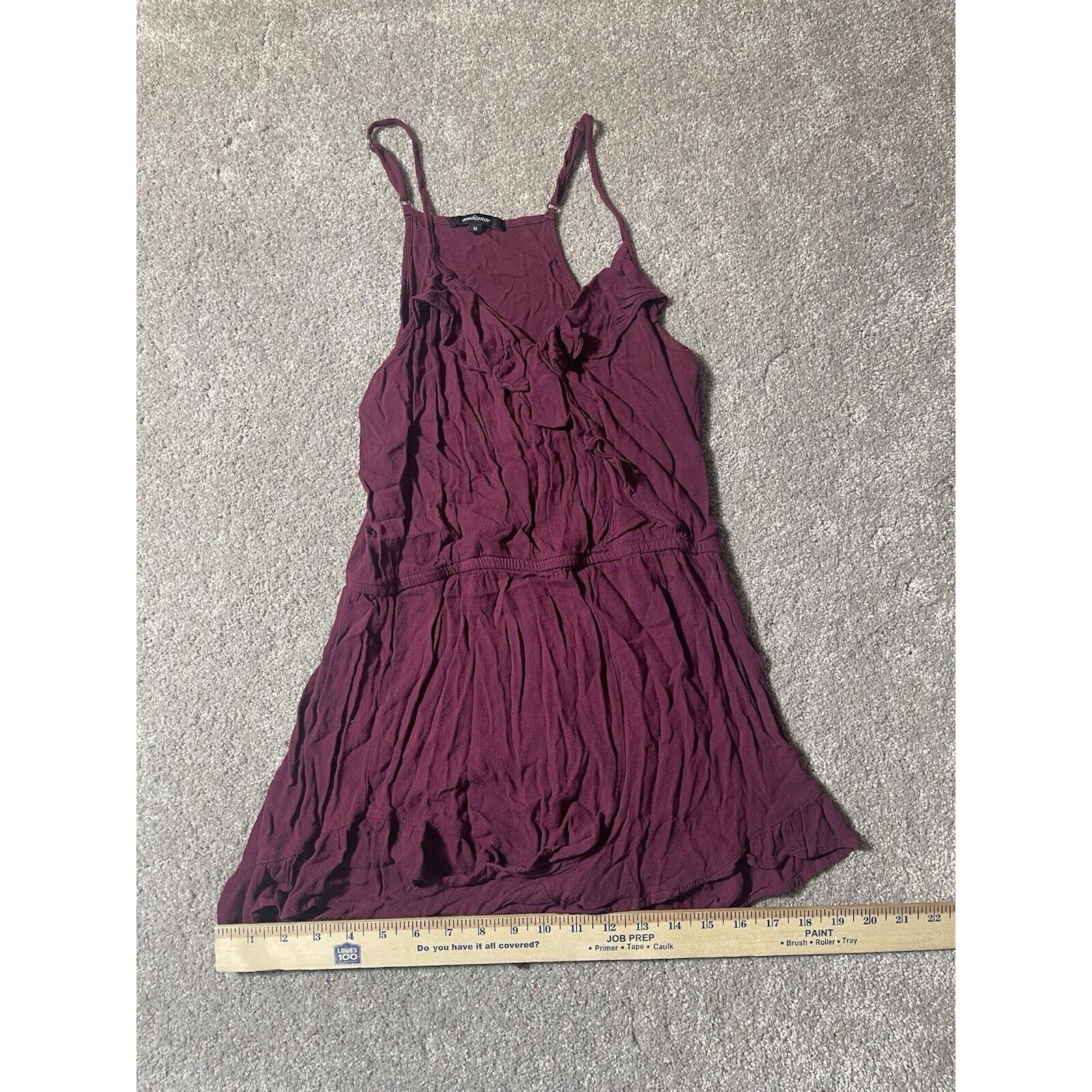 Other 90's Romper Womens M Maroon Ruffled Rayon Boho Whimsigoth Size 26" / US 2 / IT 38 - 7 Thumbnail