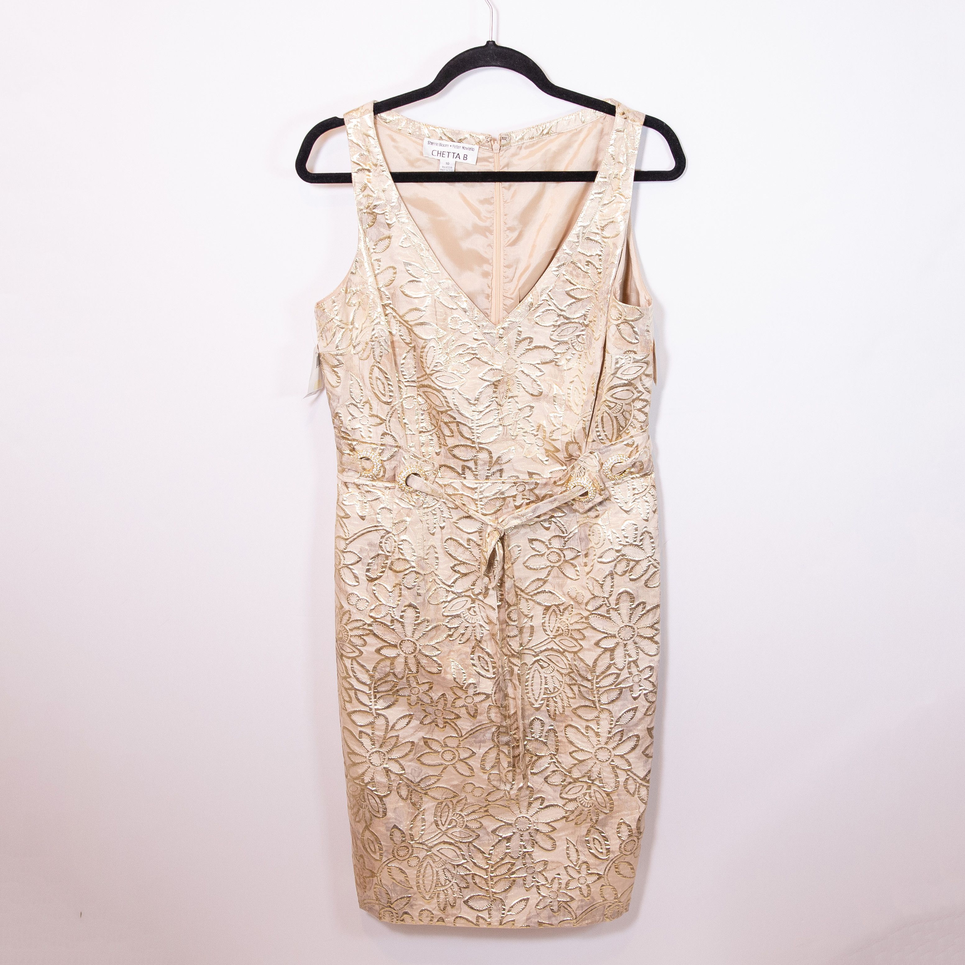 Other NEW Chetta B Gold Metallic Floral Jacquard Lame Size L / US 10 / IT 46 - 1 Thumbnail