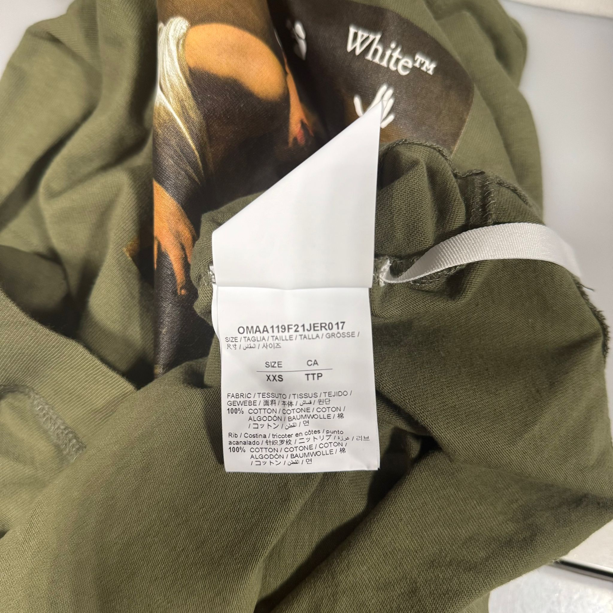 Off-White Green Caravaggio Boy Skate Oversized T-Shirt Size US XXS / EU 40 - 6 Thumbnail