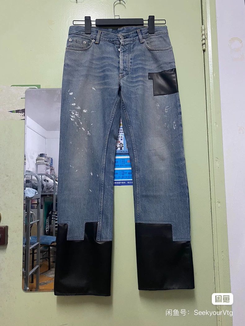 Helmut Lang HELMUT LANG size31 Brown mud dyed ink splattered leather je Size US 31 - 5 Thumbnail