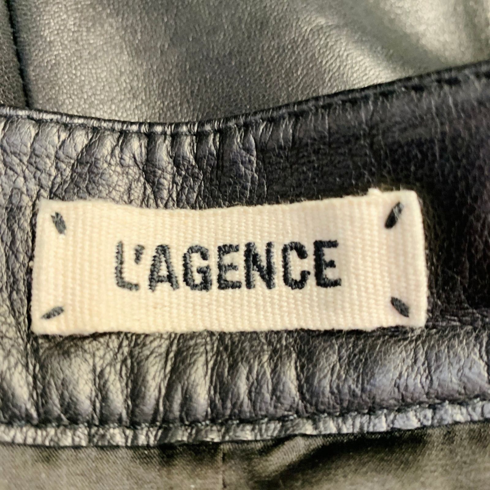 L'AGENCE Black Pleated Lambskin Leather Pencil Below Knee Skirt Size 30" / US 8 / IT 44 - 4 Thumbnail
