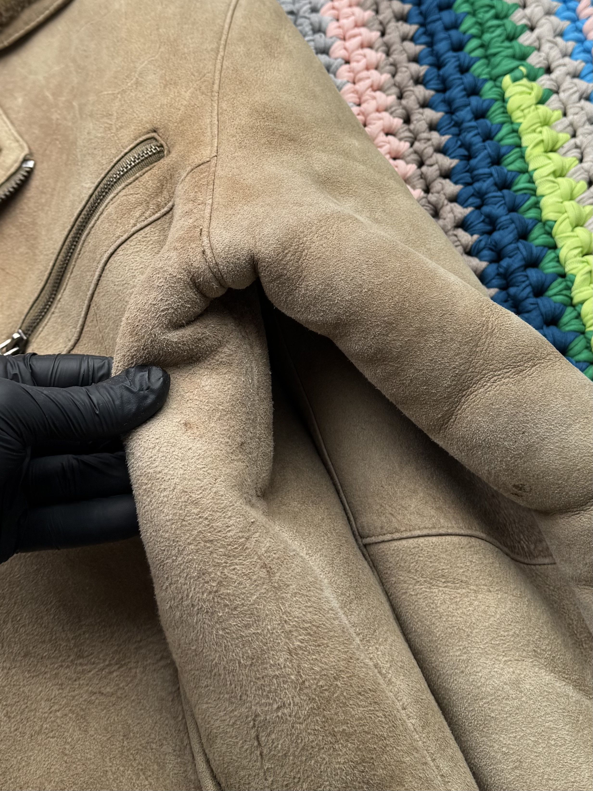 Japanese Brand Vintage Real Sheepskin Coat With Asymmetry Zip (ET1)(D15) Size US L / EU 52-54 / 3 - 12 Thumbnail