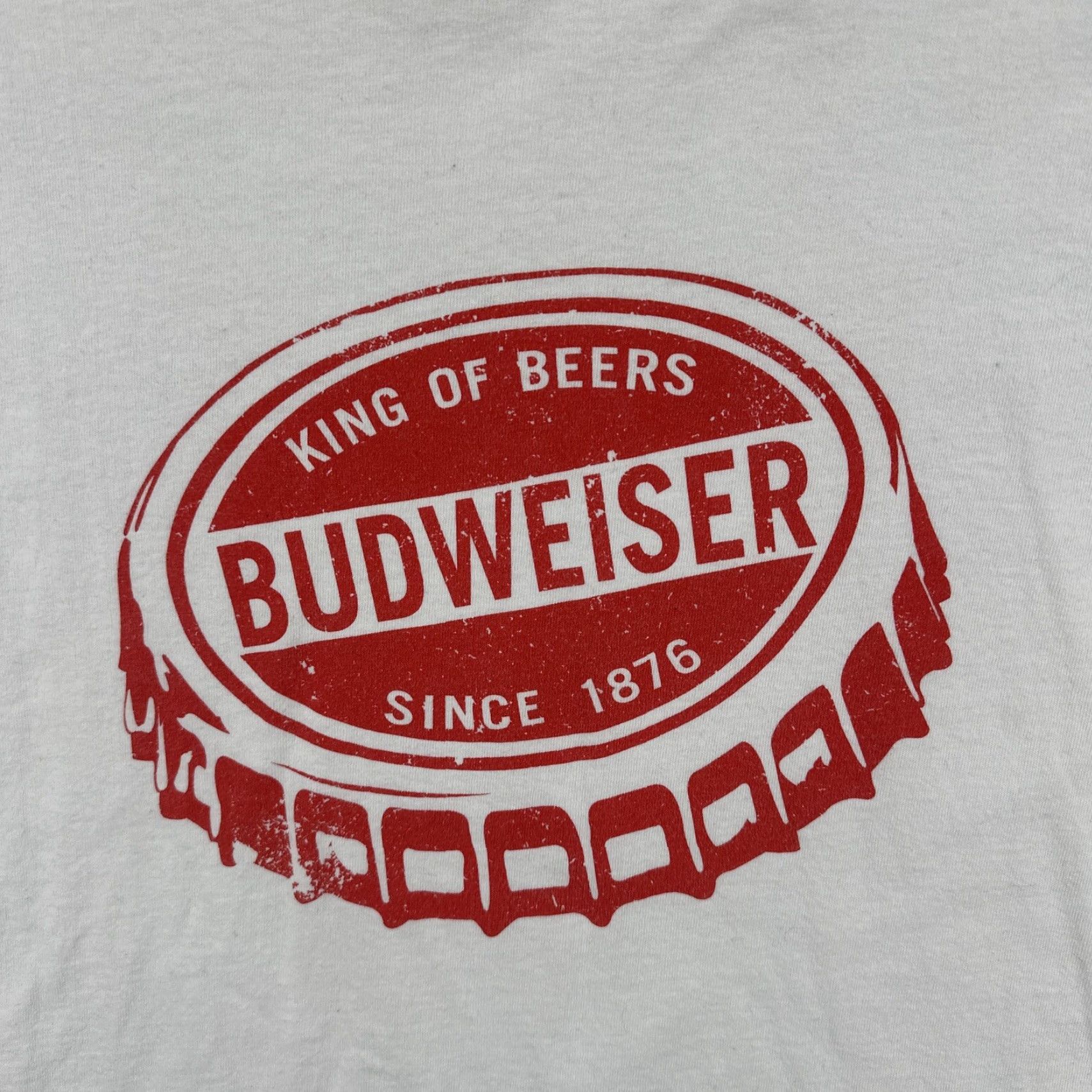 Hanes VINTAGE Hanes T-Shirt XL White Budweiser Logo Beer Crew Neck Short Sleeve Men X-Large White Candy? Size US XL / EU 56 / 4 - 5 Thumbnail