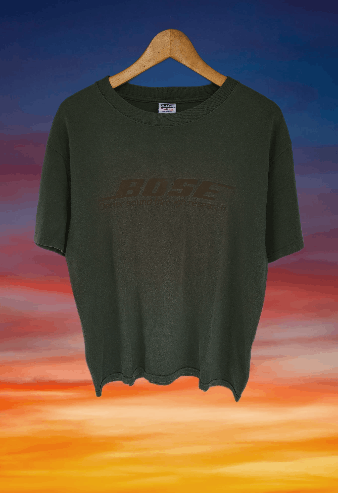 image of Apex x Techno Master Vintage Bose Audio System Aphex Twins Dj Music T-Shirt in Army Green (Size Med