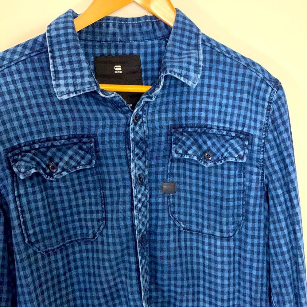Designer G-Star RAW - Over-Dyed Gingham Shirt - M - 100% Cotton Size US M / EU 48-50 / 2 - 1 Thumbnail