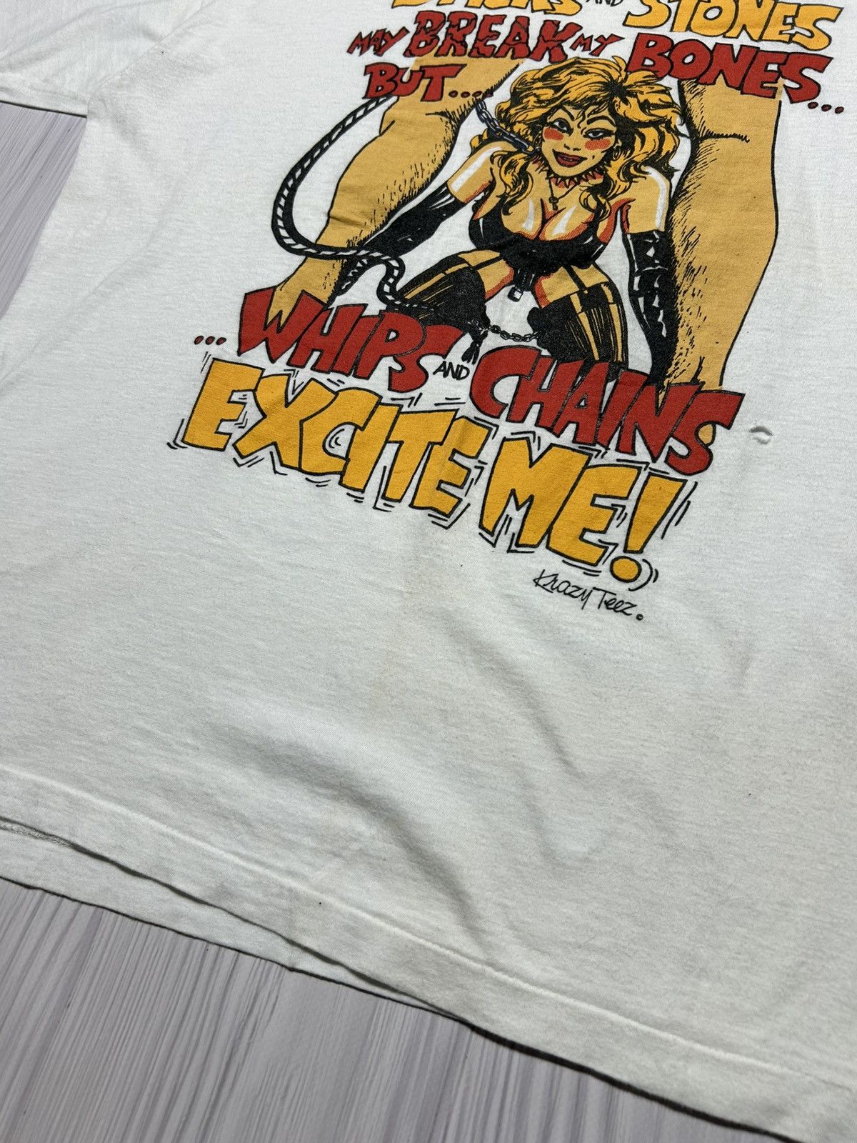 Vintage Vintage Adult Sticks and Stones May Break My Bones Sexy Tee Size US L / EU 52-54 / 3 - 7 Thumbnail