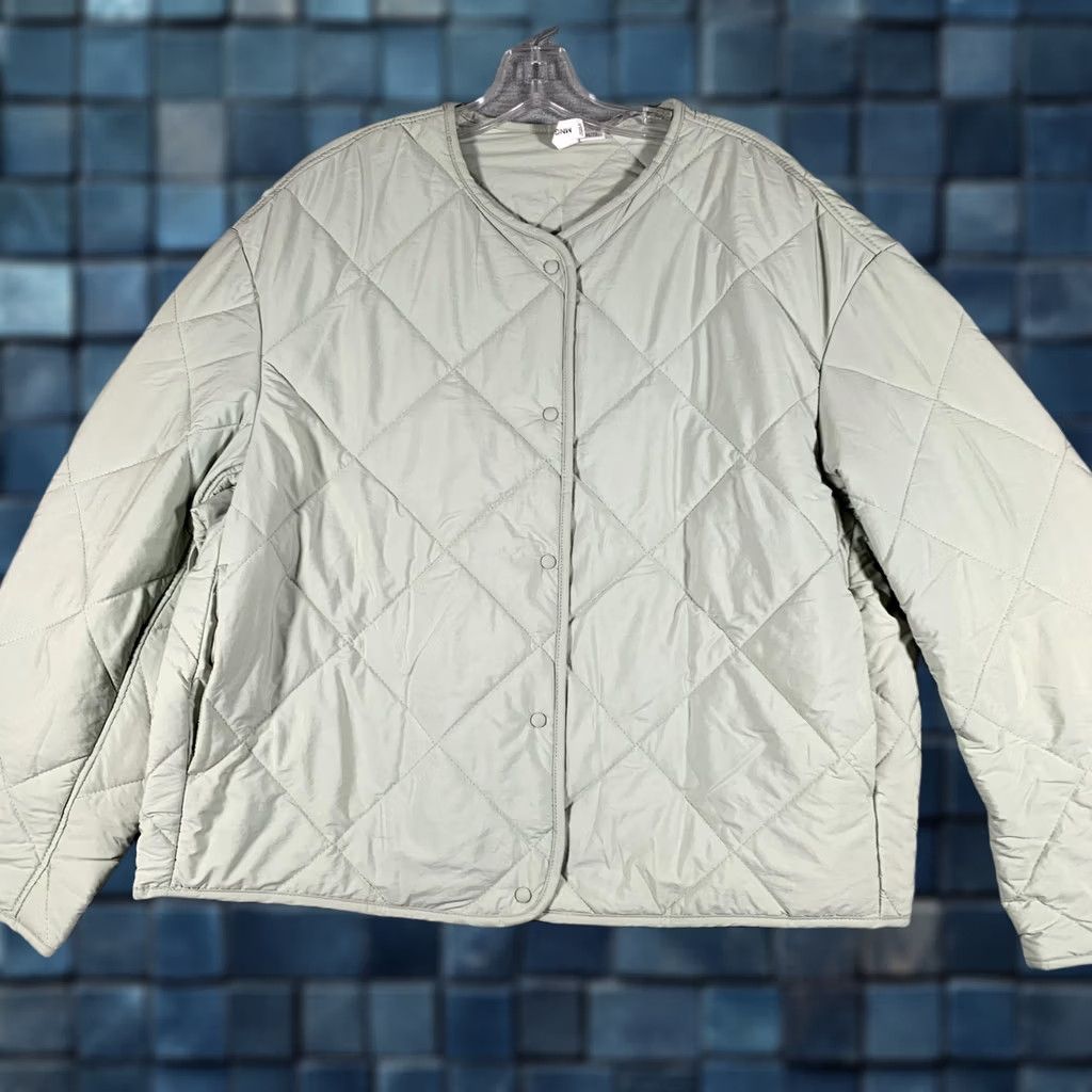 Vintage MNG Quilted Jacket Womens 2XL Green Collarless Snap Water Resistant Insulated Size XXL / US 16-18 / IT 52-54 - 1 Thumbnail