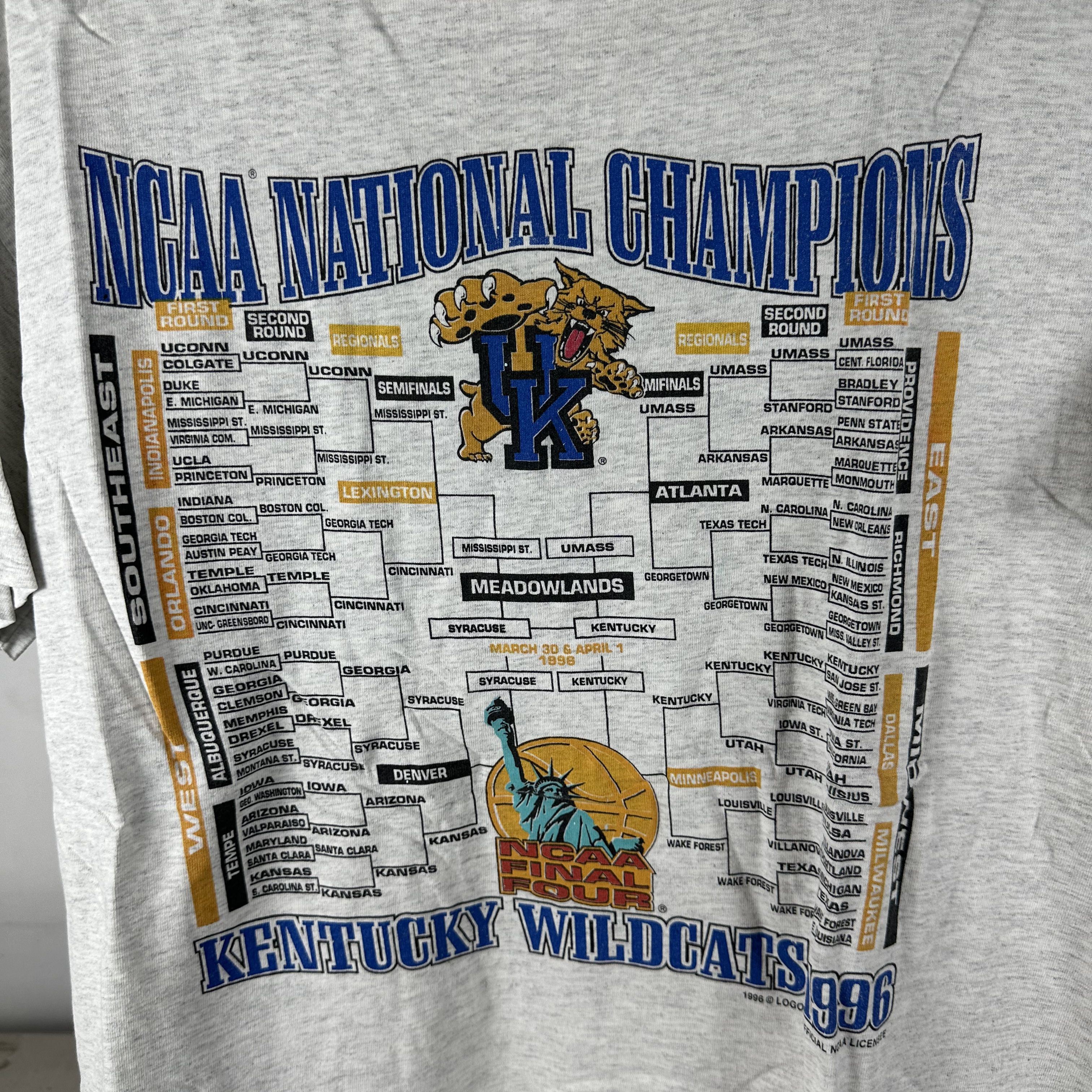 Vintage 1996 Kentucky Wildcats Basketball NCAA NationalChampions Tee Size US XL / EU 56 / 4 - 2 Thumbnail