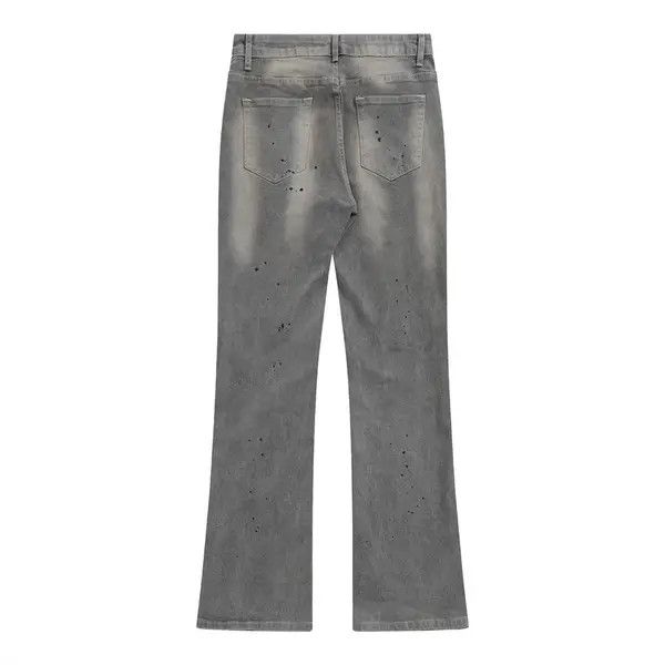 Japanese Brand Street ink-splashed washed loose wide-leg flared jeans Size US 32 / EU 48 - 2 Thumbnail