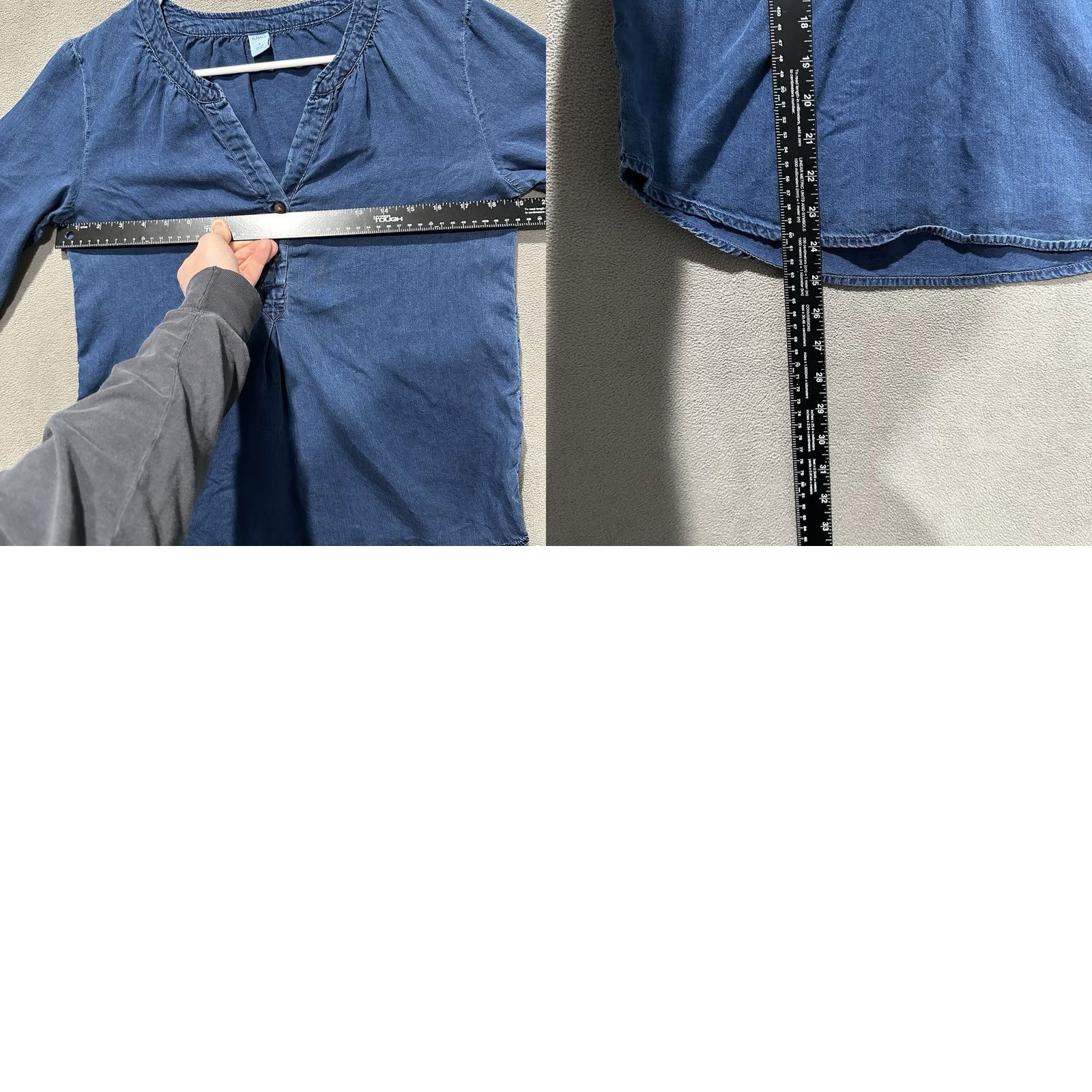 Old Navy Old Navy Blouse Shirt Women Small Blue Denim Chambray Boho V-Neck Quarter Button Size S / US 4 / IT 40 - 8 Thumbnail