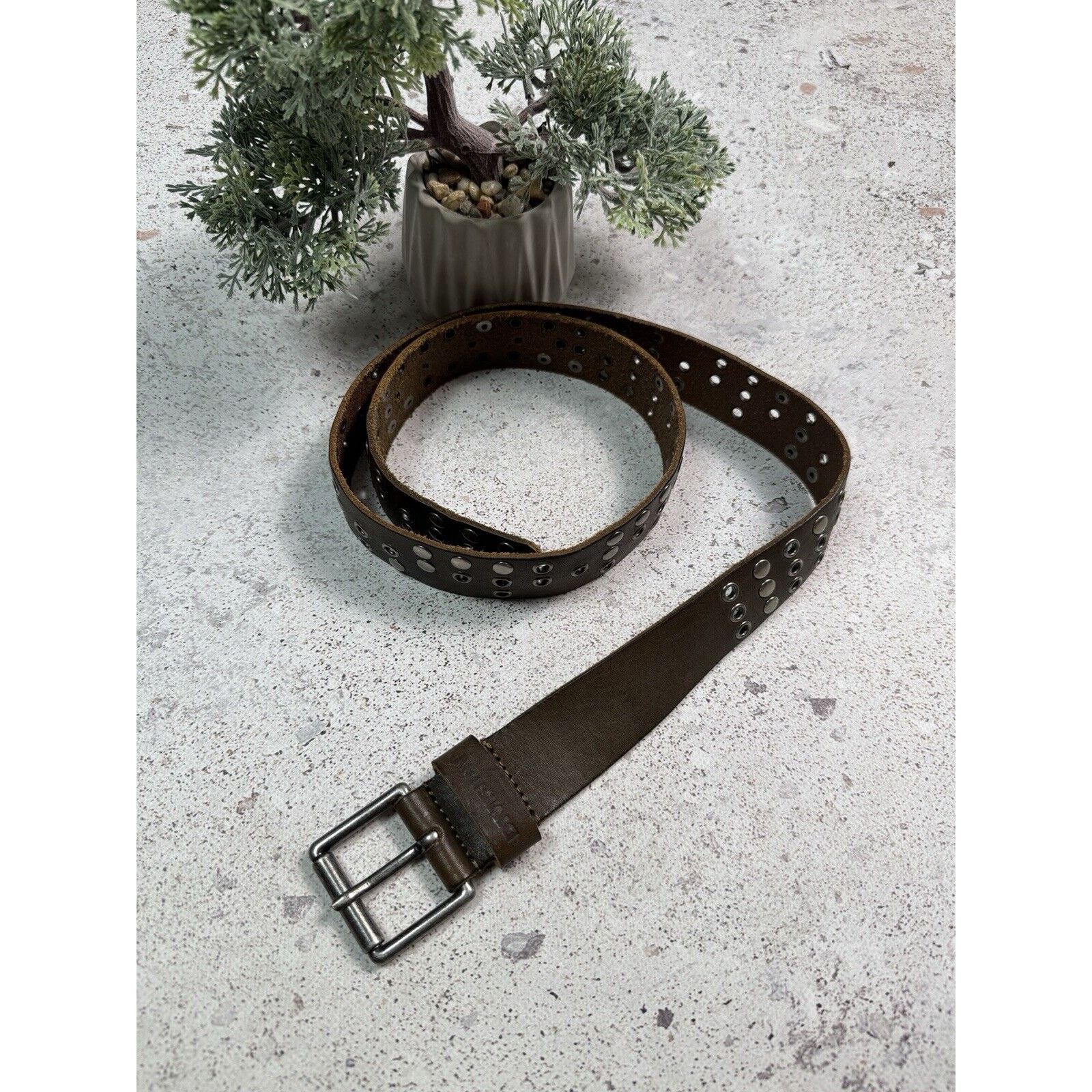 Other Vintage Punk Leather Belt Y2K Rhinestones Metal Spikes Size 34 - 1 Thumbnail