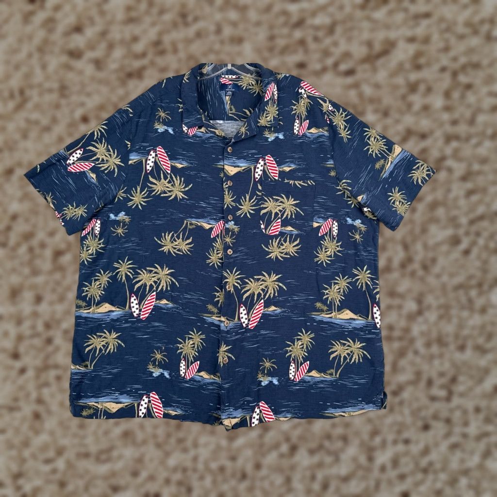 George George Shirt Mens 3XL Blue Floral Pattern Button-Up Short Sleeve Rayon 100% Viscose Casual Travel Men’s Mens Size US XXL / EU 58 / 5 - 1 Thumbnail
