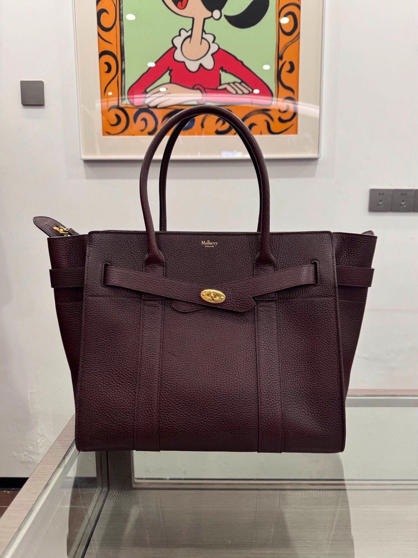 Mulberry Mulberry Bayswater Burgundy Gold Kelly Clasp Satchel Size ONE SIZE - 1 Thumbnail