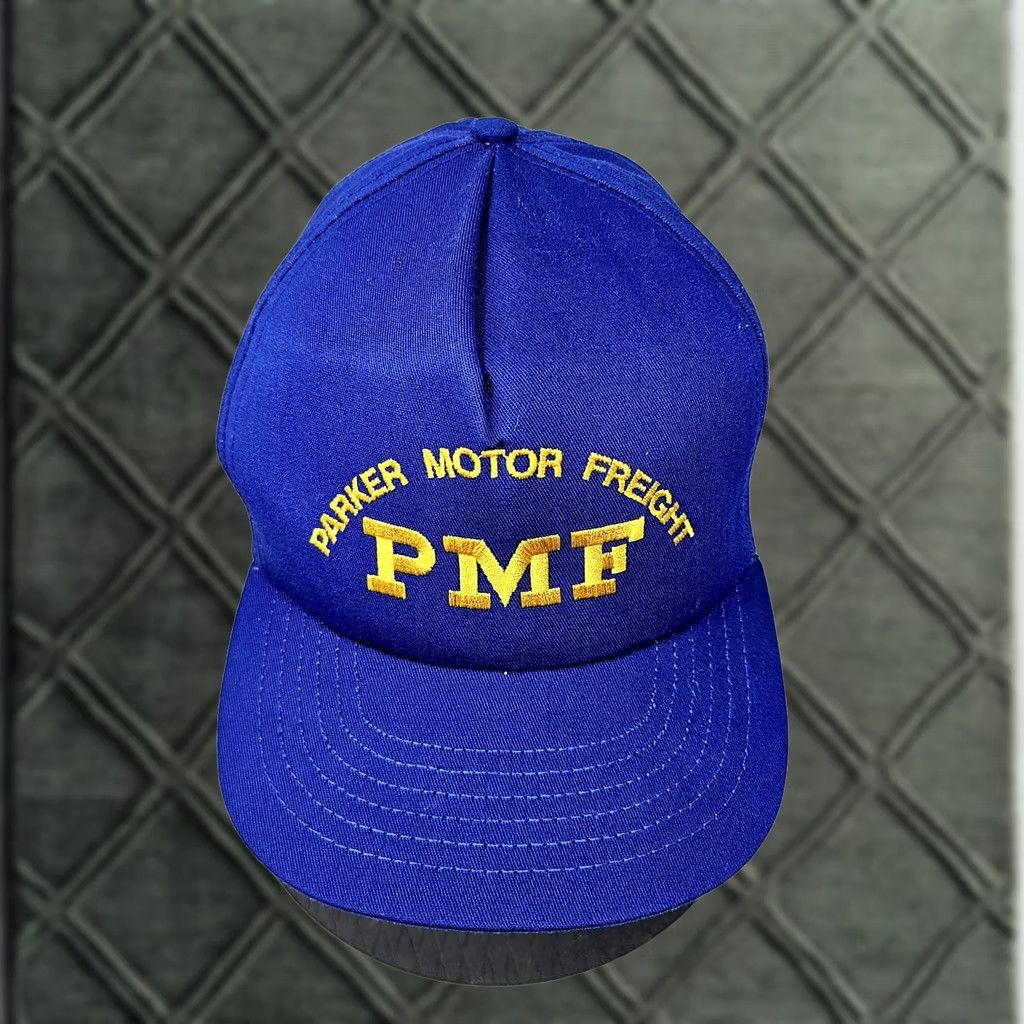 Parker VINTAGE Parker Motor Freight Made In USA 90s Blue Trucker Hat Logo Men One Size Blue USA 90s Trucker Hat Mens Size ONE SIZE - 1 Thumbnail