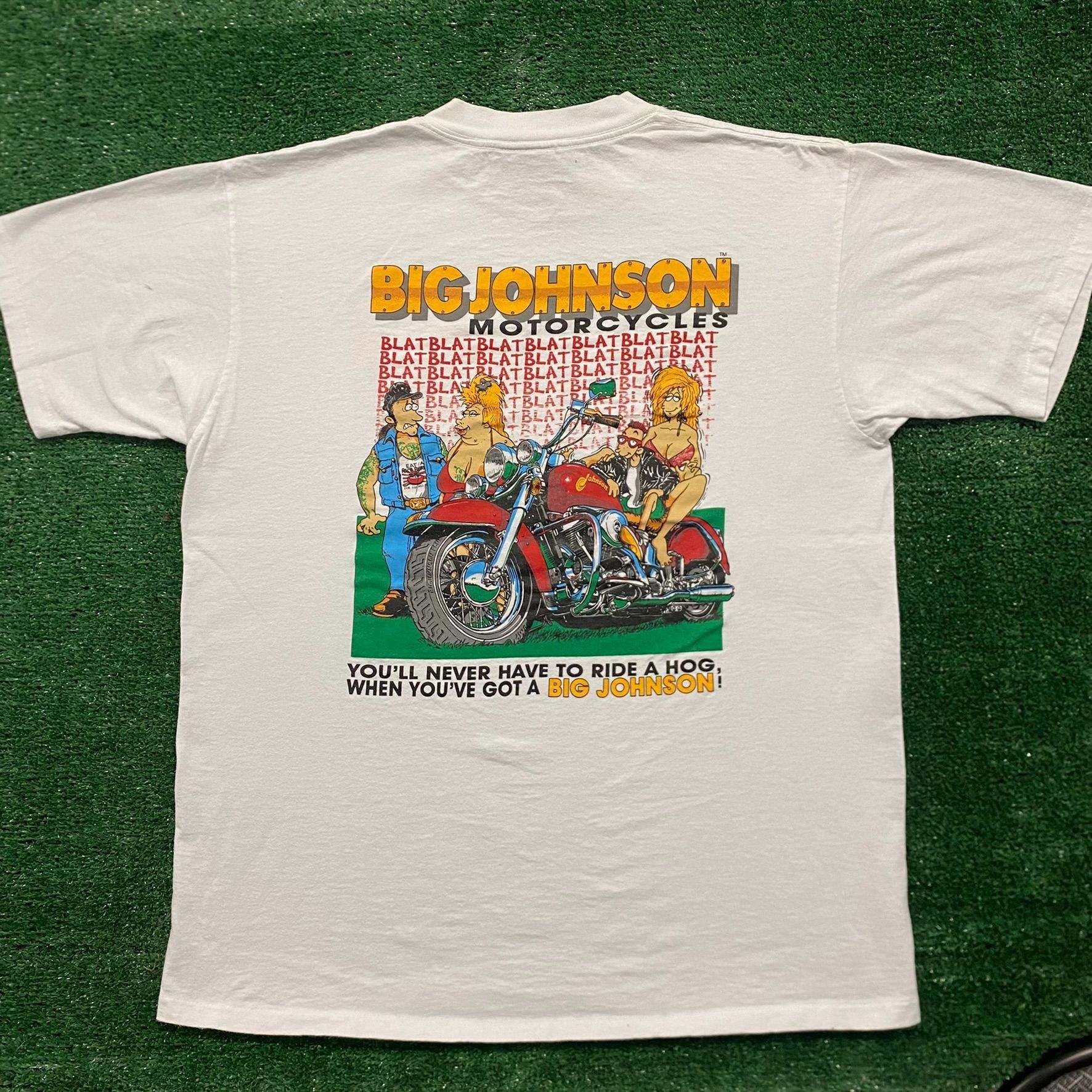 Vintage Vintage 90s Big Johnson Motorcycles Single Stitch Funny Tee Size US L / EU 52-54 / 3 - 4 Thumbnail