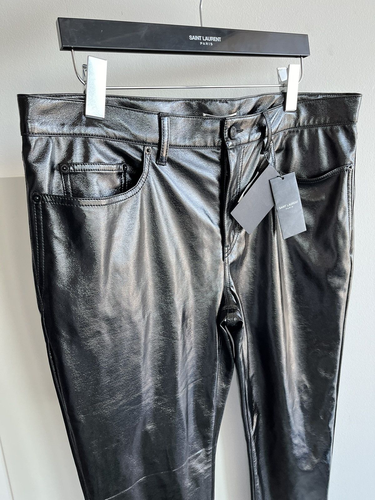 Saint Laurent Paris × Yves Saint Laurent Brand New Runway Saint Laurent Leather Wax Shiny Pant Size US 34 / EU 50 - 19 Thumbnail