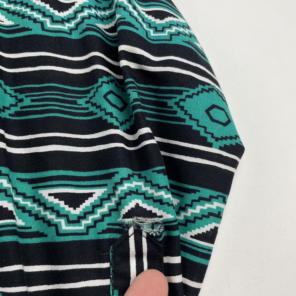 Vintage Wrangler Brushpopper Shirt XL Teal Cowboy Western Aztec 90s Size US XL / EU 56 / 4 - 4 Thumbnail