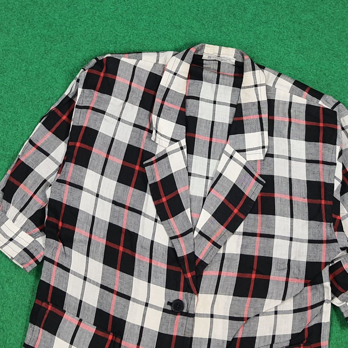 Givenchy Vintage Givenchy Glamour Plaid Linen Blazer Jacket C308N15 Size L / US 10 / IT 46 - 2 Thumbnail