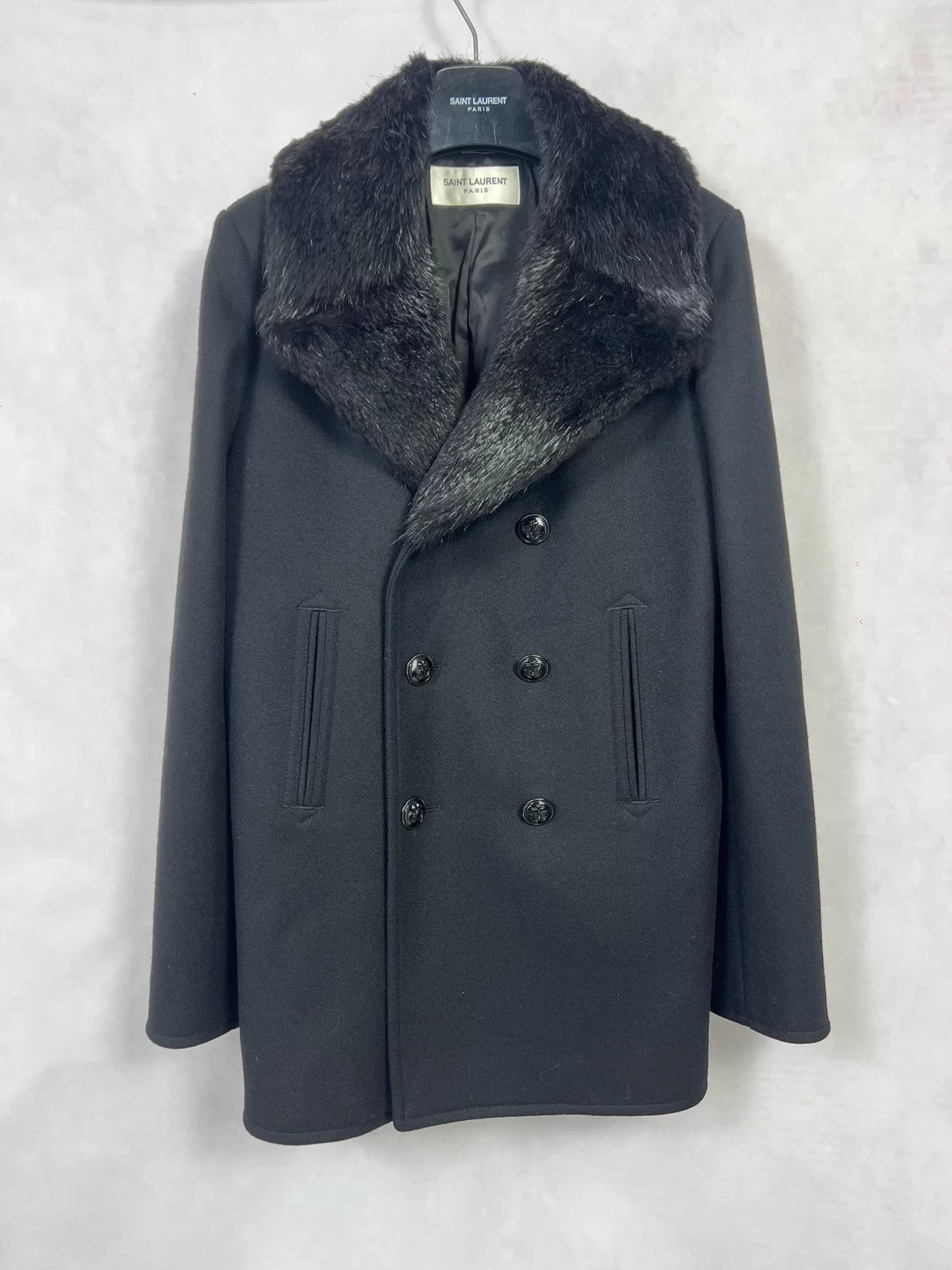 Saint Laurent Paris SLP 16FW Black Anchor DB Wool Fur Collar Men's 50 Size US M / EU 48-50 / 2 - 1 Thumbnail