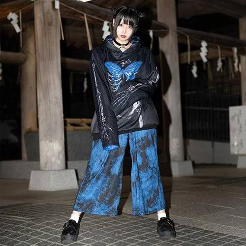 Japanese Brand Acdc Rag X Ray Skull Bones Psychedelic Butterfly Vkei Style Size ONE SIZE - 2 Thumbnail