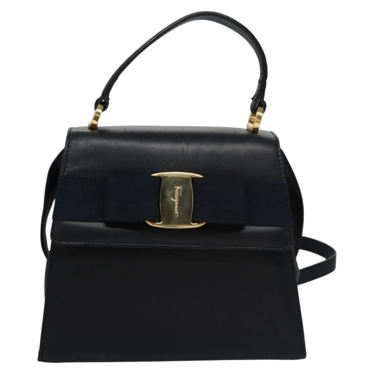 Salvatore Ferragamo Vara Black Leather Handbag (Pre-Owned) Size ONE SIZE - 1 Thumbnail
