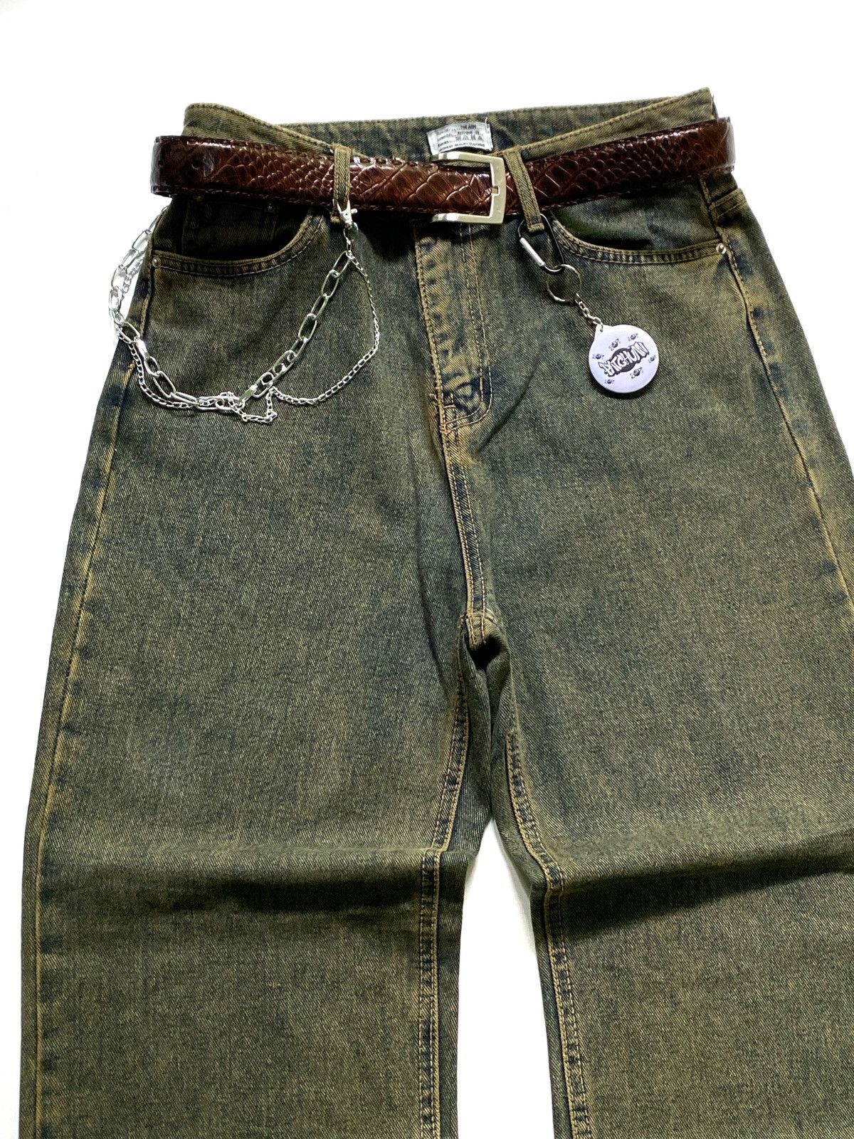 If Six Was Nine × Japanese Brand × Le Grande Bleu (L.G.B.) SICK💰JJIM green Washed Baggy jeans Size US 29 - 5 Thumbnail