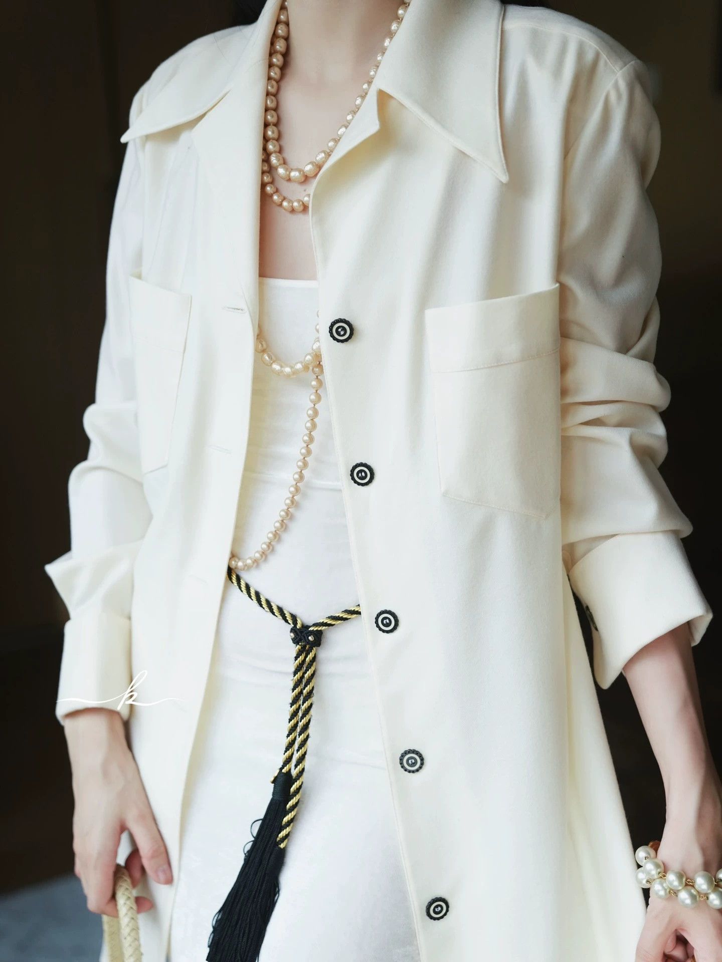 Karl Lagerfeld Karl Lagerfeld Vintage Cream Wool Oversized Shirt Dress Size M / US 6-8 / IT 42-44 - 3 Thumbnail