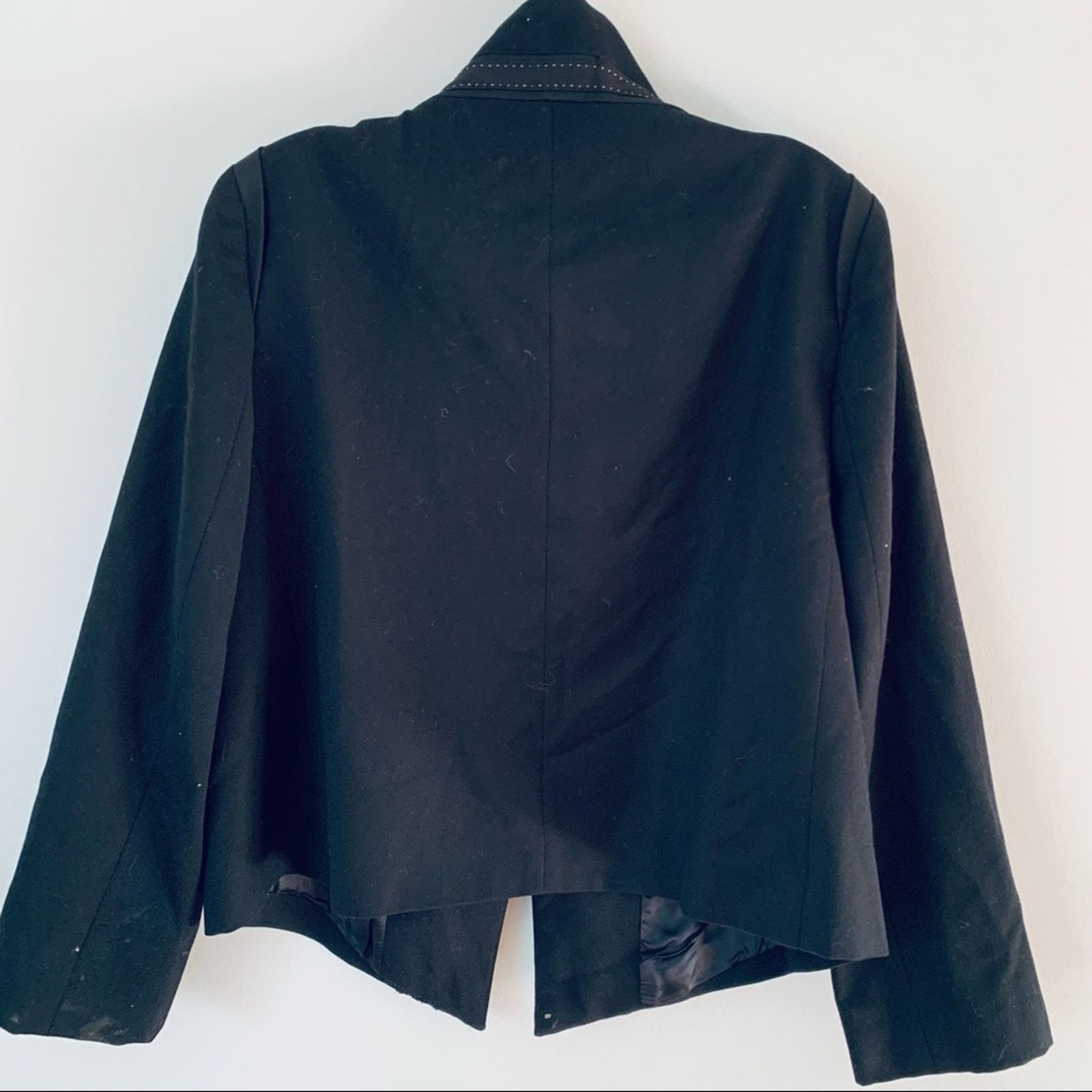 Zara Zara Womens Black Studded Front 100% Wool Blazer Jacket Size XL / US 12-14 / IT 48-50 - 2 Thumbnail