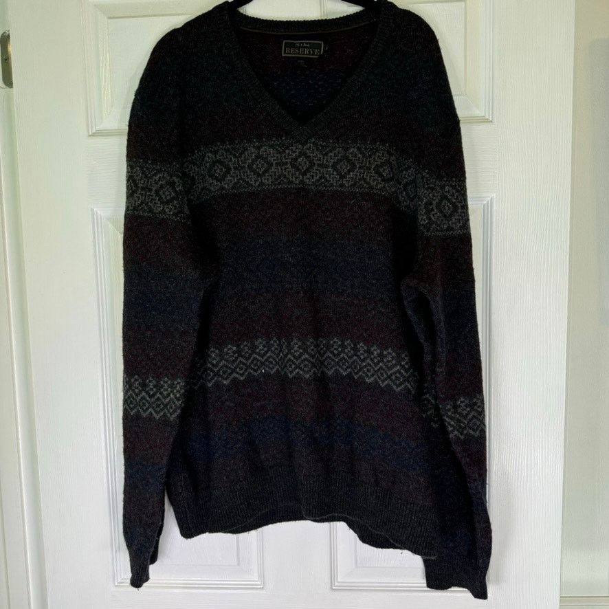 Jos. A. Bank Jos. A. Bank Reserve Fair Isle Wool V-Neck Sweater Men’s XXL Size US XXL / EU 58 / 5 - 2 Thumbnail