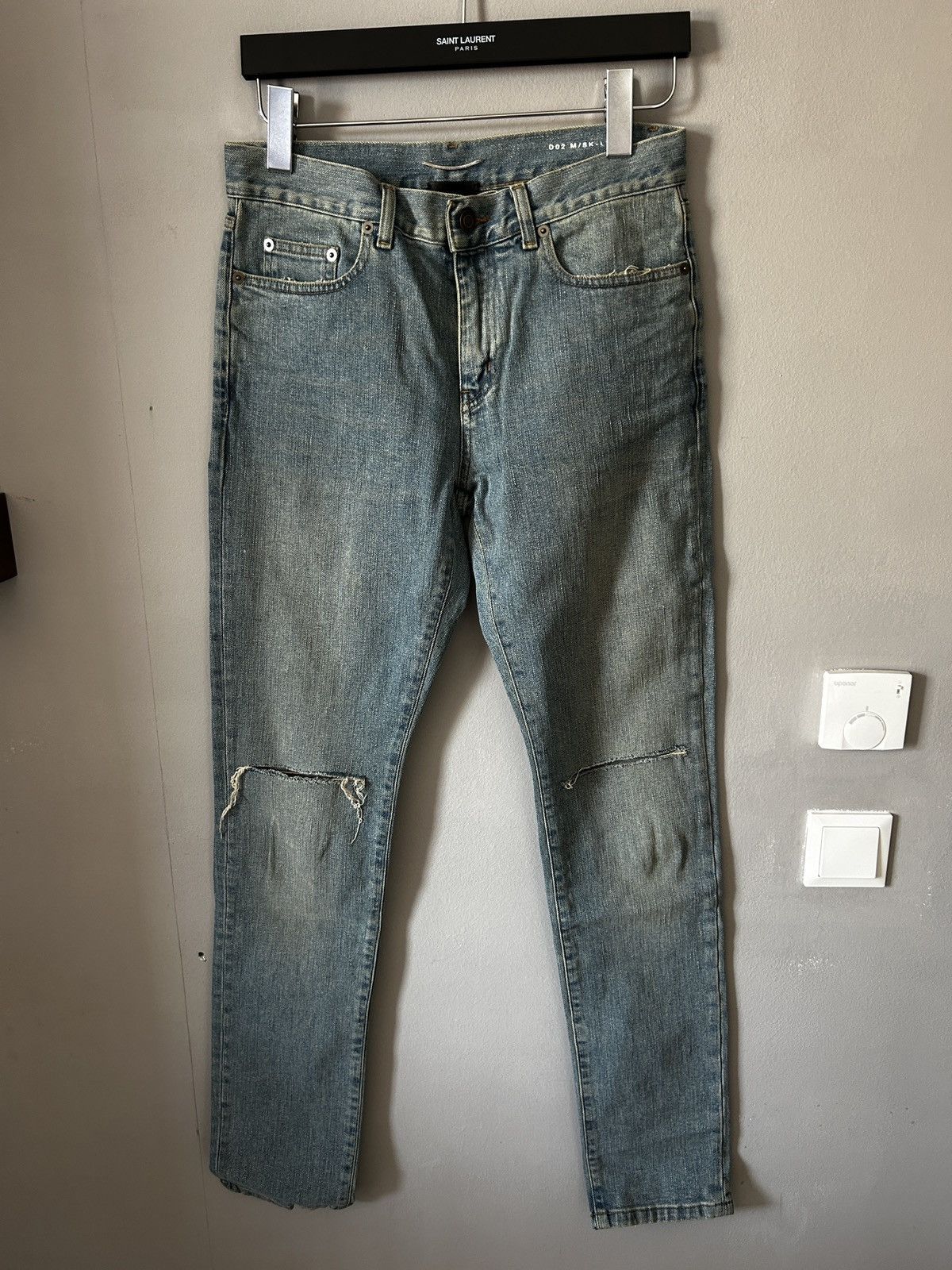 Saint Laurent Paris FW16 Hedi era ripped blue denim Size US 29 - 1 Thumbnail
