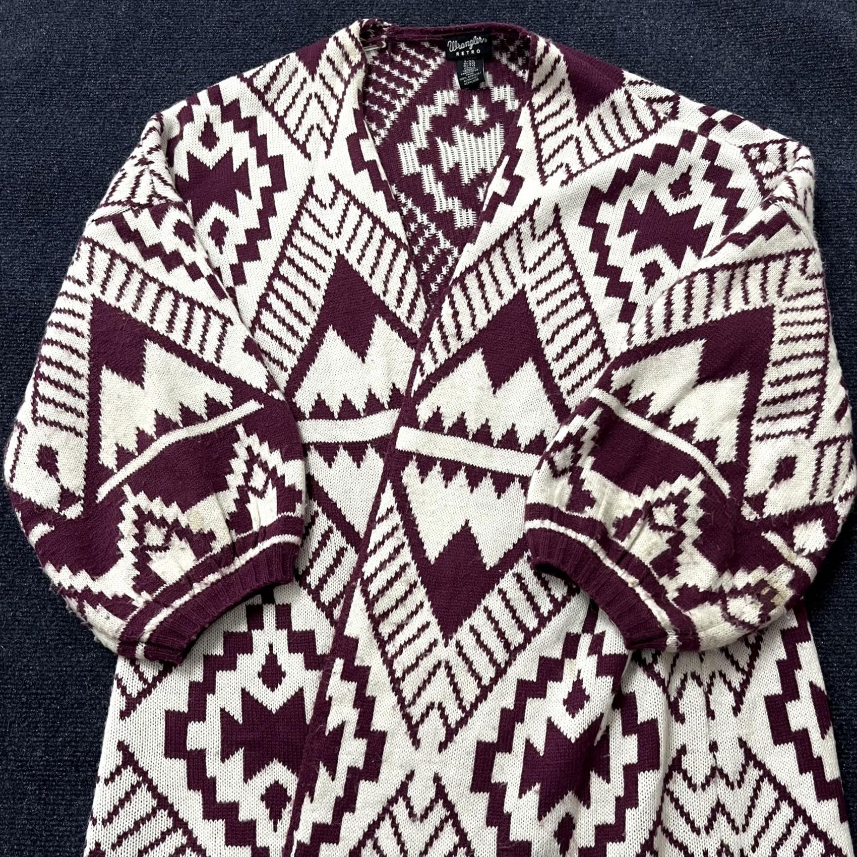 Wrangler Wrangler Retro Cardigan Sweater Womens L/XL Red Aztec Open 3/4 Sleeve Geometric Size L / US 10 / IT 46 - 2 Thumbnail