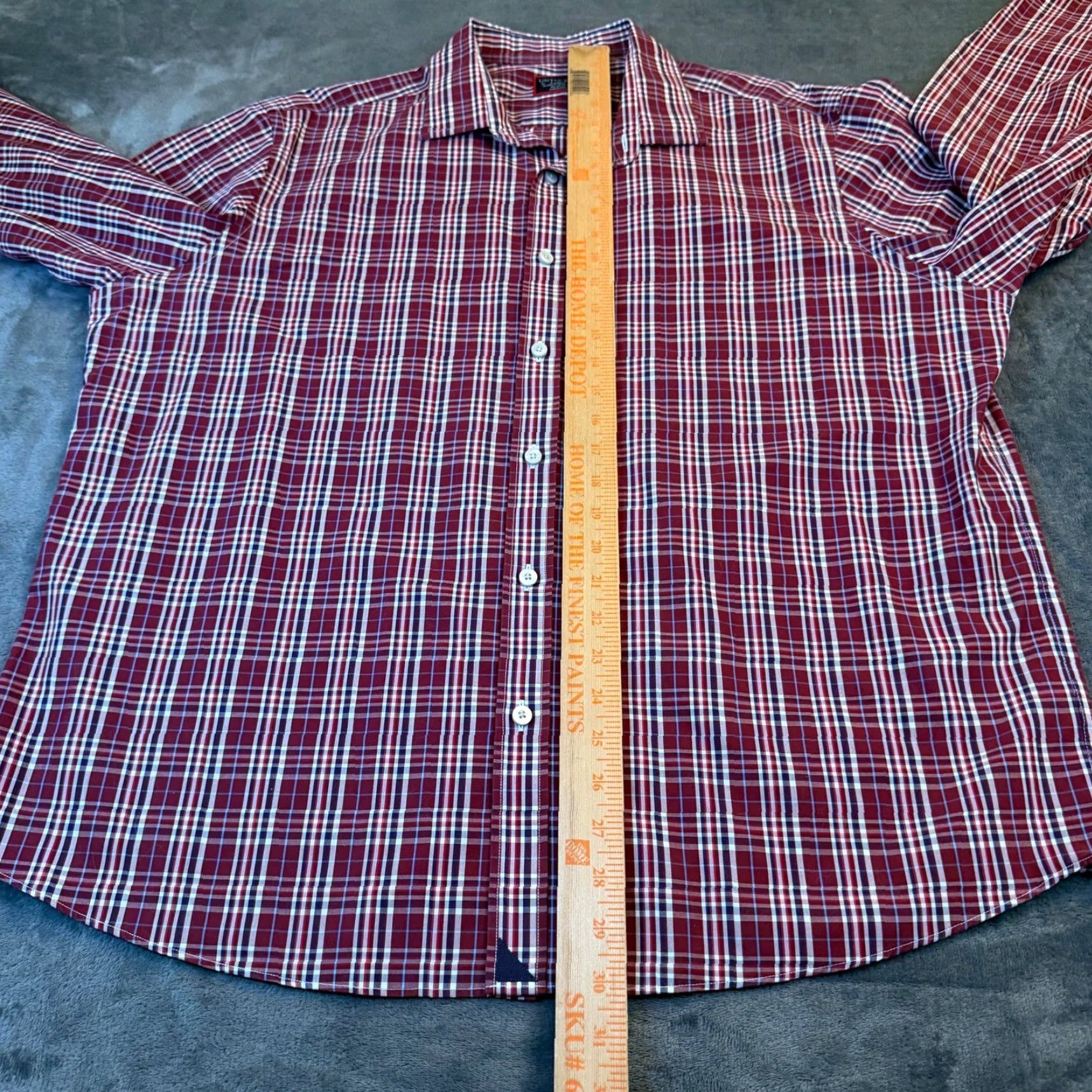 UNTUCKit UNTUCKit Button-Down Shirt Plaid Relaxed Fit Mens XL Burgundy Navy White Wrinkle Free Easy Care Collared Long Sleeve Casual Workwear" Size US XL / EU 56 / 4 - 7 Thumbnail