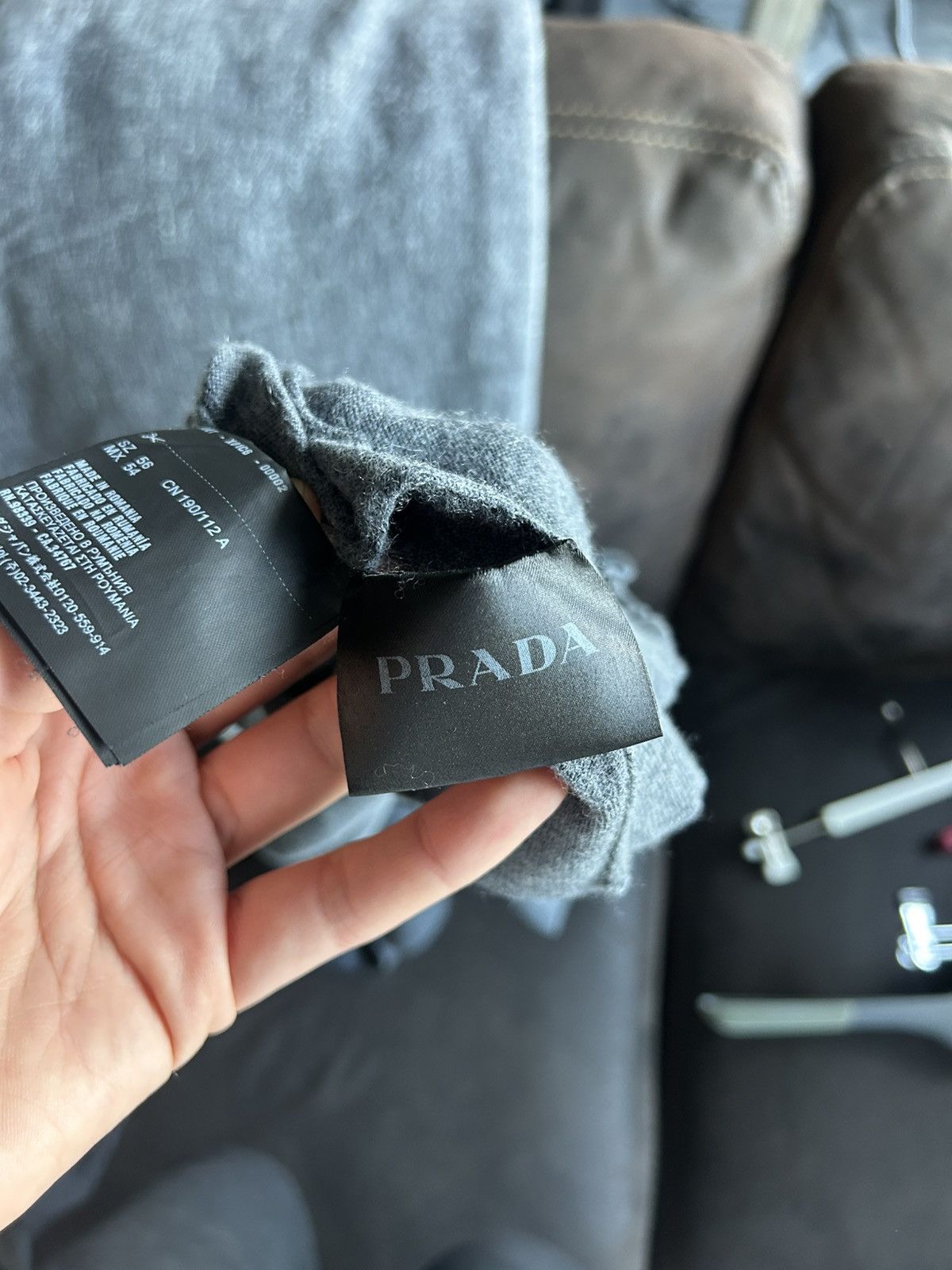 Prada Prada Grey Cashmere Blend Sweater with Loose Neck Tag Size US XL / EU 56 / 4 - 9 Thumbnail