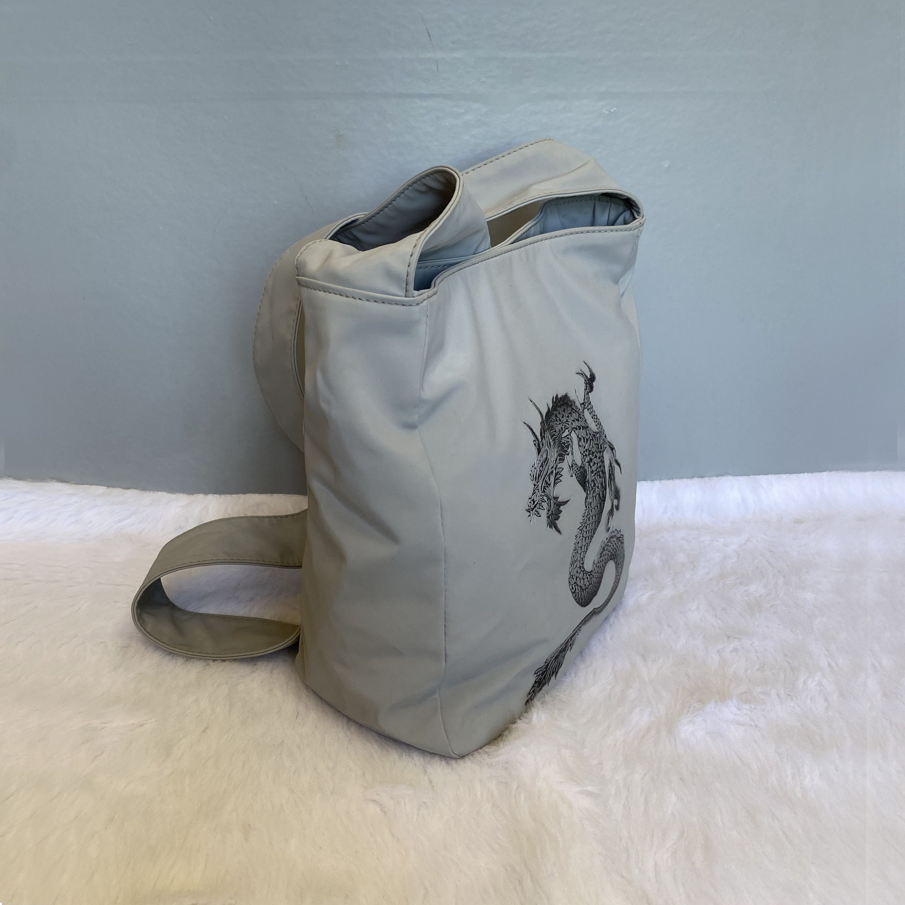 JEAN PAUL GAULTIER Vintage Gray Dragon Print Crossbody Bag