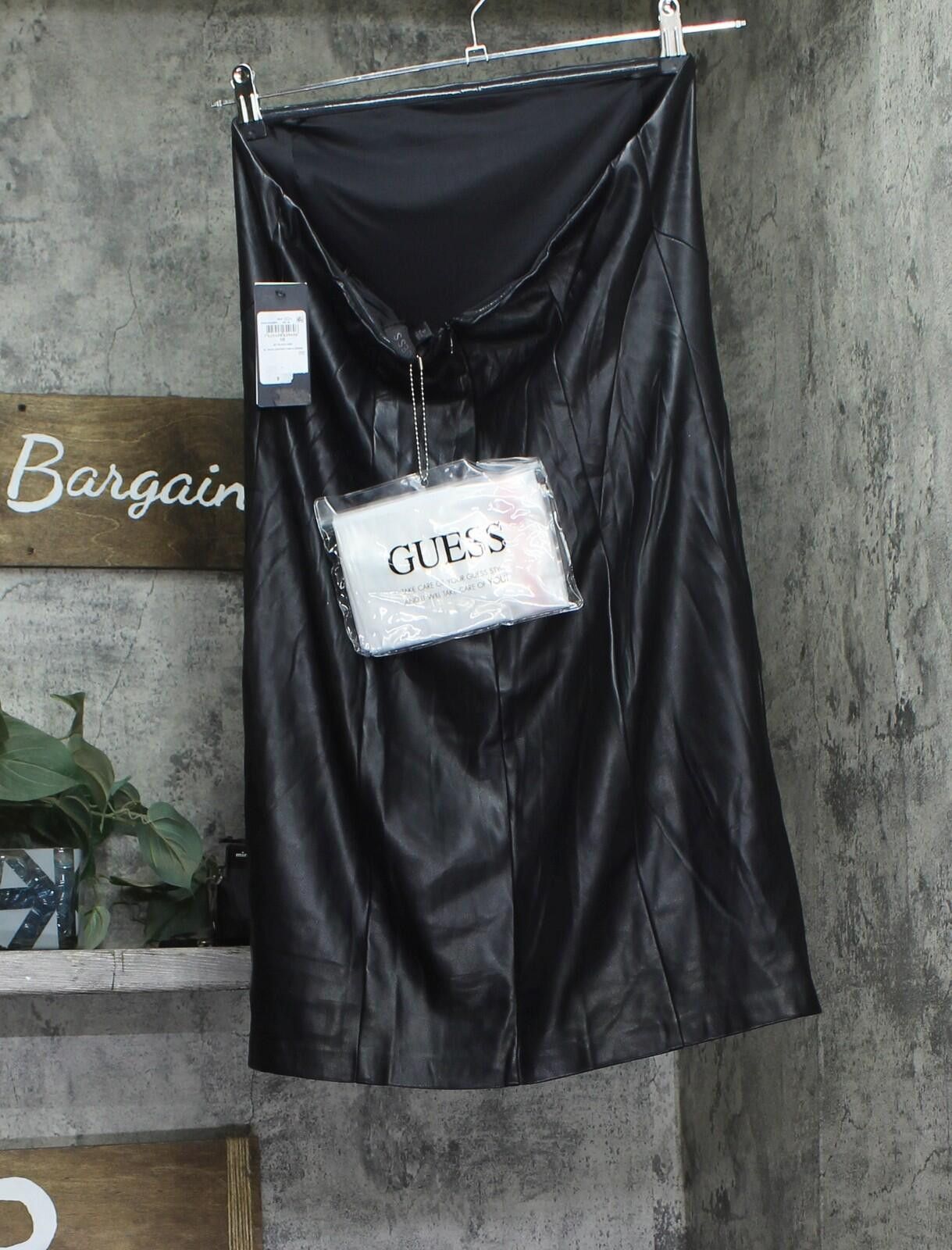 Guess Guess Faux Leather Tanya Strapless Mini Dress Jet Black 10 Size L / US 10 / IT 46 - 2 Thumbnail