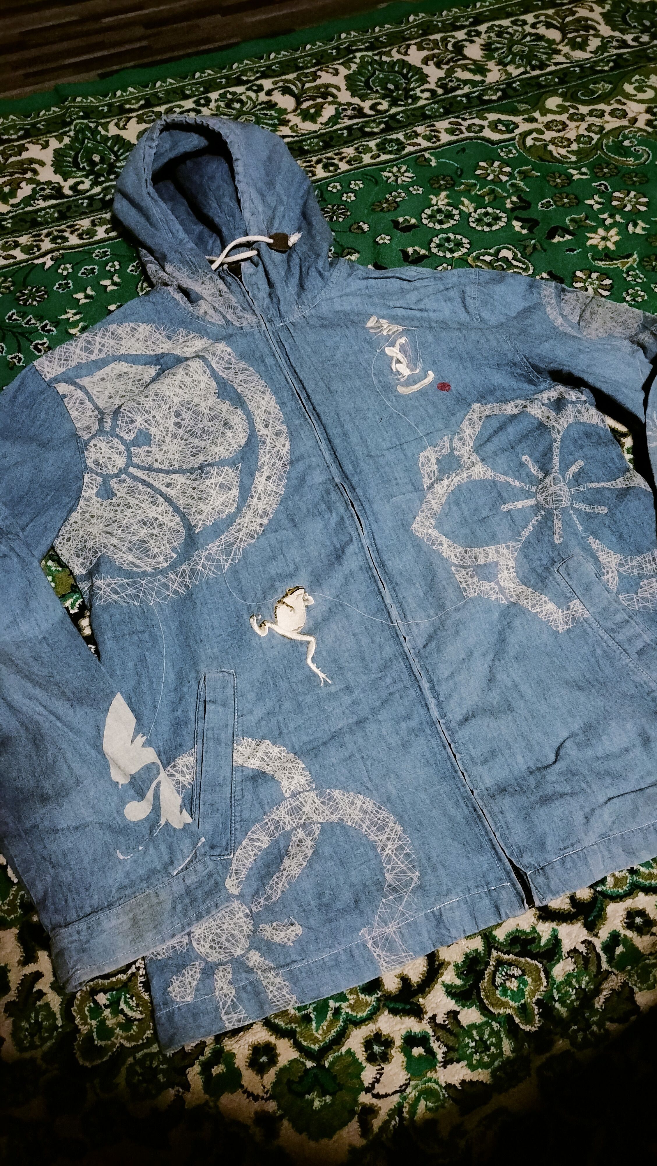Japanese Brand Sanmaruichi Sukajan embroidery Chambray Hoodie Japanese Arts Size US M / EU 48-50 / 2 - 5 Thumbnail
