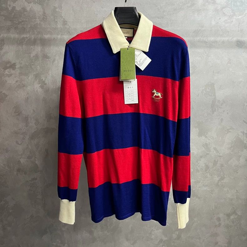 Gucci Gucci Red and blue color-blocked warhorse embroidery patter Size US L / EU 52-54 / 3 - 1 Thumbnail