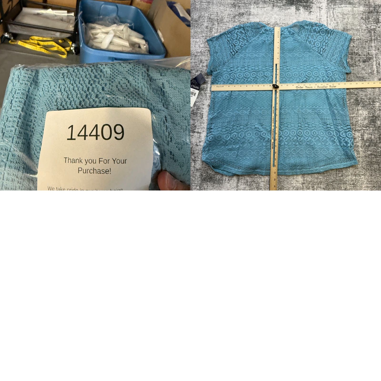 Chaps Chaps Blouse Shirt Women 2X Teal Blue Eyelet Lace Bohemian Knit Crew Neck Short Sleeve Plus Size Modern Casual Mens Womens Size XXL / US 16-18 / IT 52-54 - 8 Thumbnail