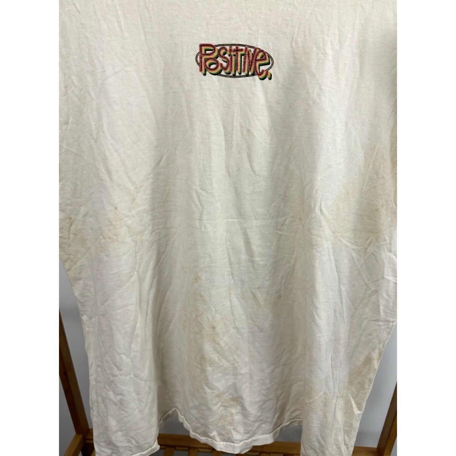 Vintage VINTAGE Balzout T-Shirt XL Cream 90s Peace Not War Love Not Hate Positve Thrashed Worn Mens Size US XL / EU 56 / 4 - 6 Thumbnail