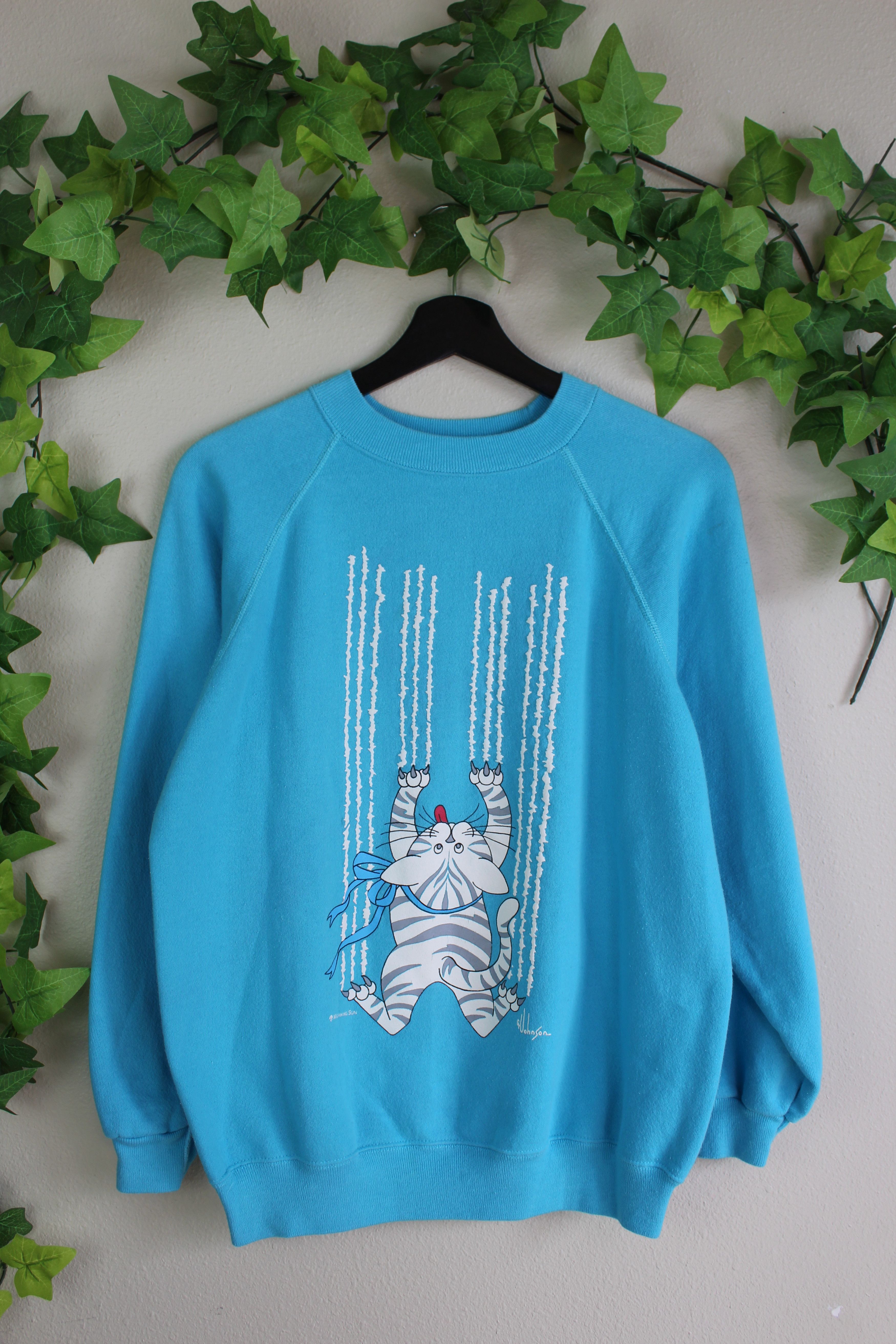 Other × Vintage VINTAGE CAT CLAWING PUFF PRINT RAGLAN SWEATSHIRT Size M / US 6-8 / IT 42-44 - 1 Thumbnail