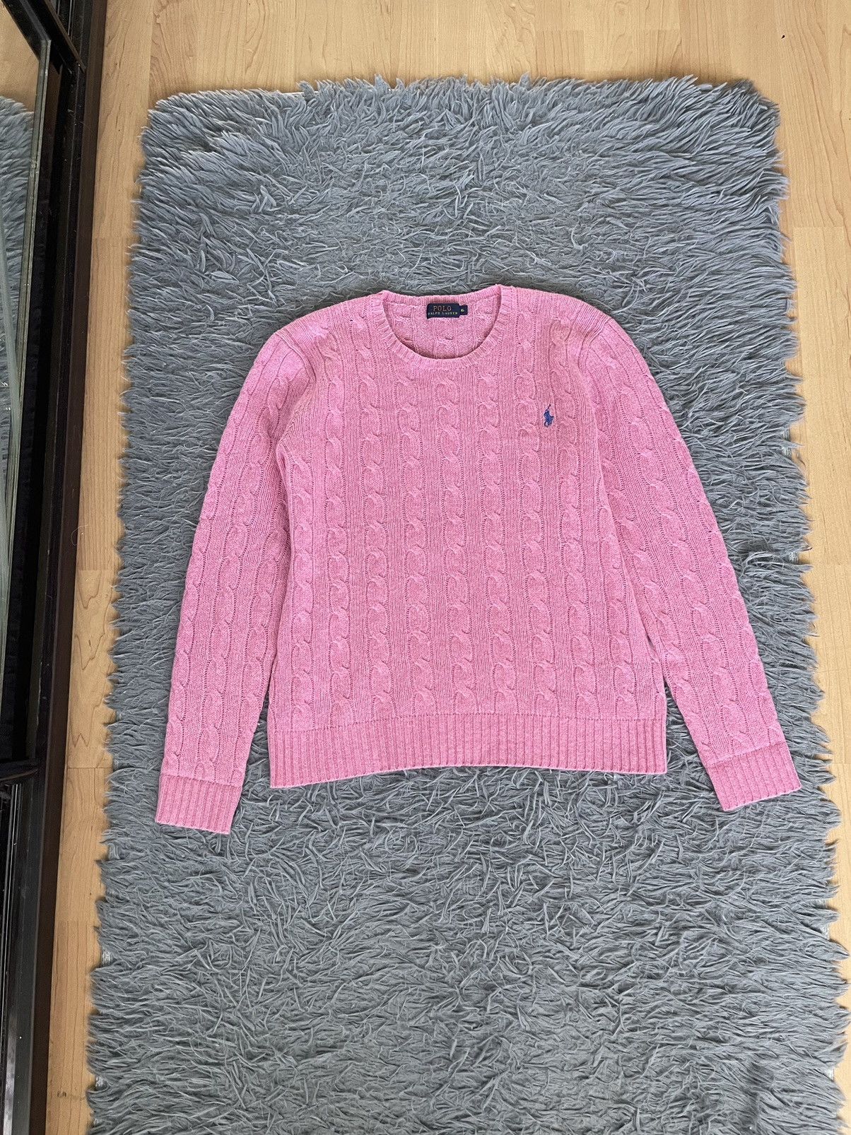 Polo Ralph Lauren wool + cashmere pink cable knit sweater