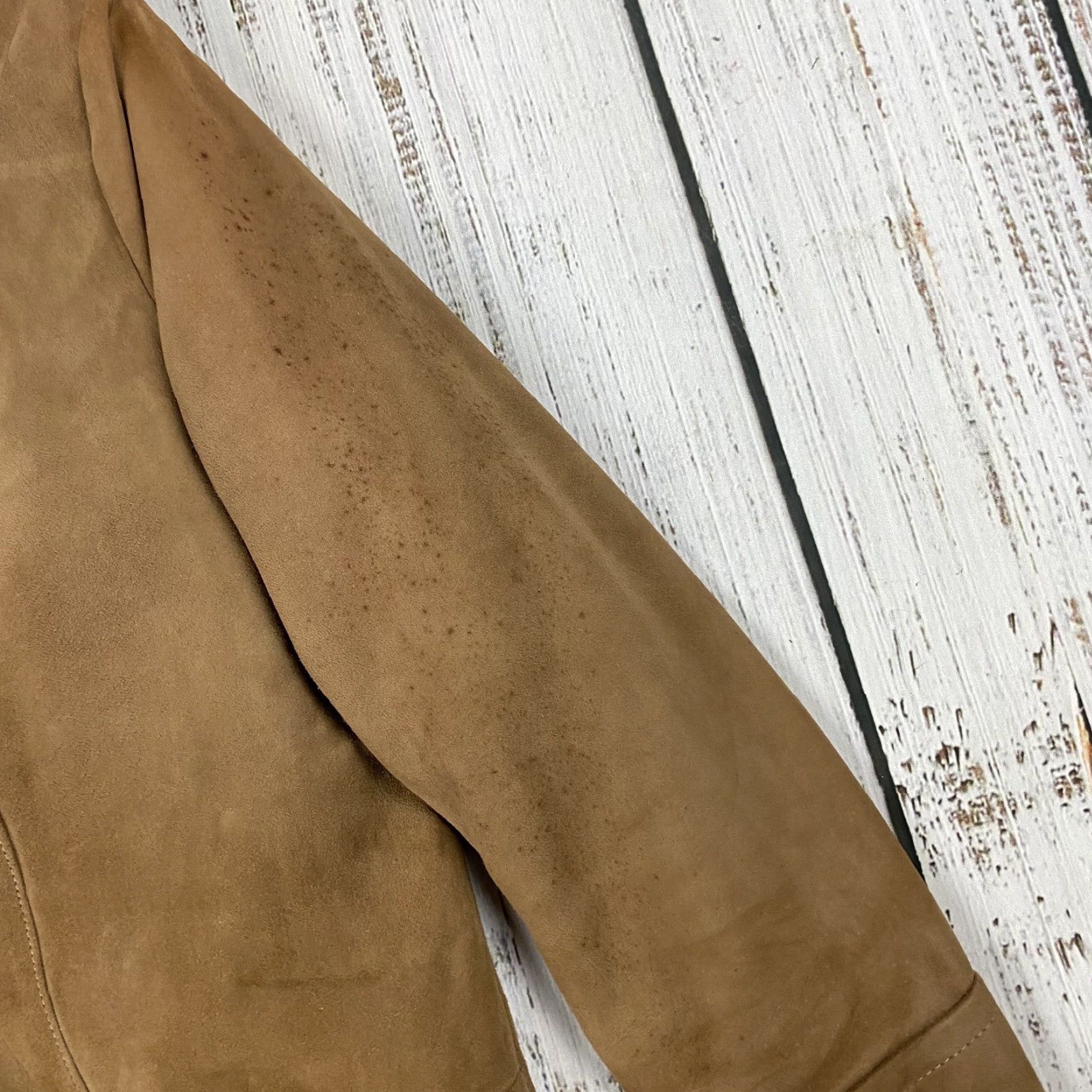 Vintage VINTAGE BOHO SUEDE LEATHER BLAZER Women’s 10 Long Brown Button Sherpa Liner - 50s 60s Style - jacket coat Size L / US 10 / IT 46 - 3 Thumbnail