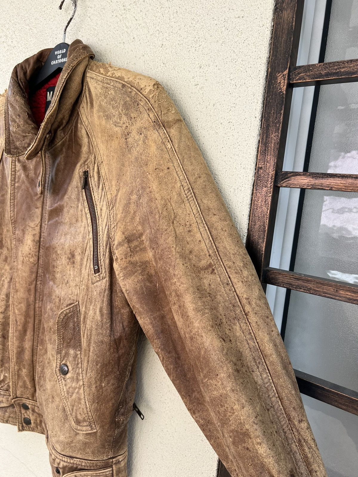 Leather Vintage 80s ixi:z Distress Patina Leather Lined Moto Jacket Size US M / EU 48-50 / 2 - 12 Thumbnail