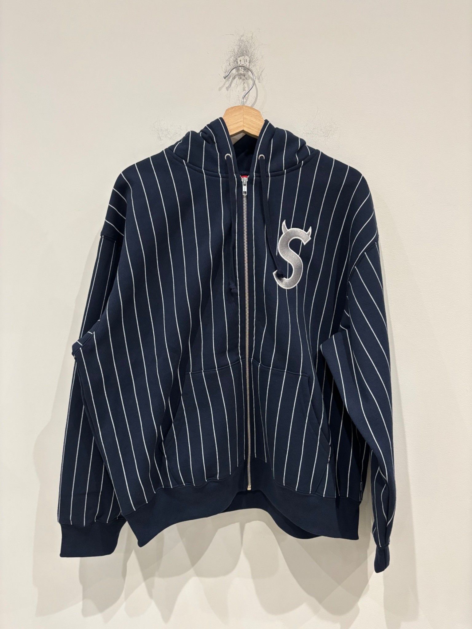 Supreme Supreme Devil S Logo Zip Up Hooded Sweatshirt Stripe | Grailed
