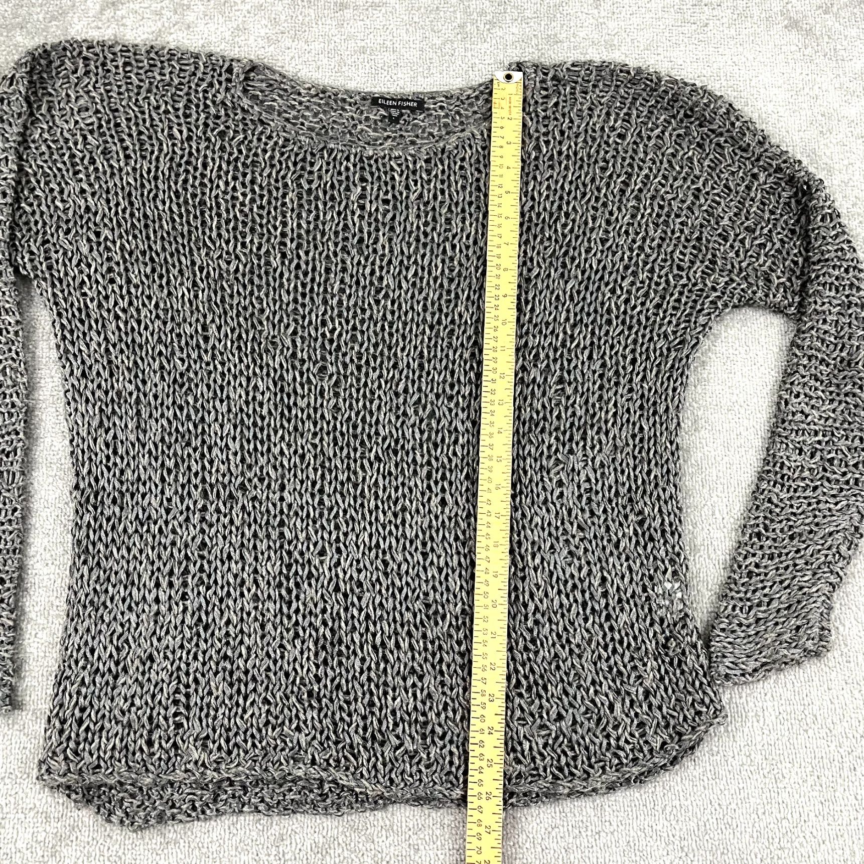 Eileen Fisher EILEEN FISHER Sweater Womens Large 2X Brown Gray Alpaca Silk Stretchy Open Knit Top Size XXL / US 16-18 / IT 52-54 - 4 Thumbnail